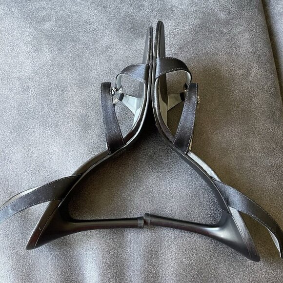 Y2K BCBG Satin Black Leather Rhinestone Slingback Heels Women’s‎ 8.5 vintage - Picture 9 of 14